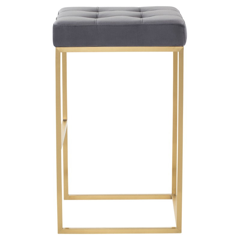 Chi Bar Stool-Nuevo-NUEVO-HGSX524-Bar StoolsTarnished Silver velour & brushed stainless frame-2-France and Son