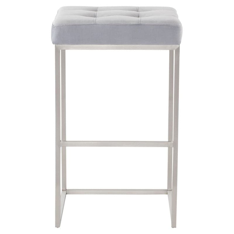 Chi Bar Stool-Nuevo-NUEVO-HGSX524-Bar StoolsTarnished Silver velour & brushed stainless frame-2-France and Son