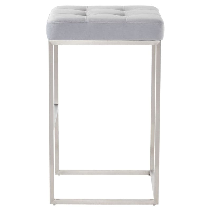 Chi Bar Stool-Nuevo-NUEVO-HGSX524-Bar StoolsTarnished Silver velour & brushed stainless frame-2-France and Son