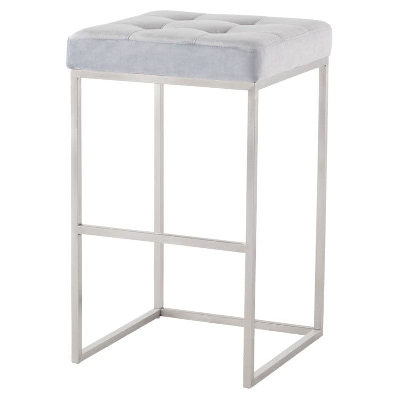 Chi Bar Stool-Nuevo-NUEVO-HGSX524-Bar StoolsTarnished Silver velour & brushed stainless frame-2-France and Son