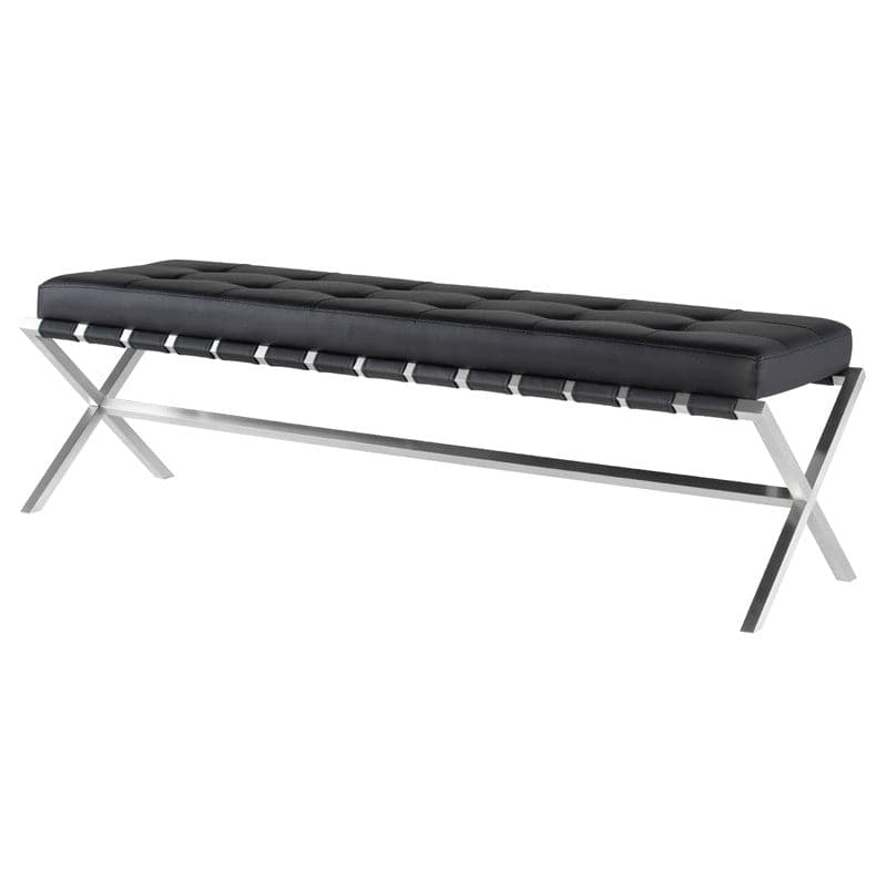 Auguste Bench-Nuevo-NUEVO-HGTB371-BenchesLarge-black naugahyde-brushed gold base-1-France and Son