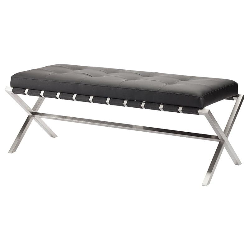 Auguste Bench-Nuevo-NUEVO-HGTB371-BenchesLarge-black naugahyde-brushed gold base-1-France and Son