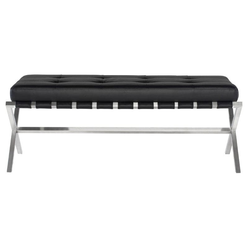 Auguste Bench-Nuevo-NUEVO-HGTB371-BenchesLarge-black naugahyde-brushed gold base-1-France and Son