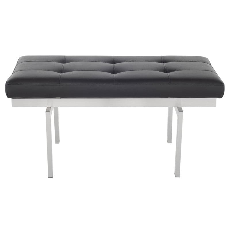 Louve Bench-Nuevo-NUEVO-HGTB130-BenchesSmall-brushed stainless base-black-1-France and Son