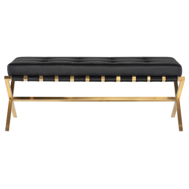 Auguste Bench-Nuevo-NUEVO-HGTB371-BenchesLarge-black naugahyde-brushed gold base-1-France and Son