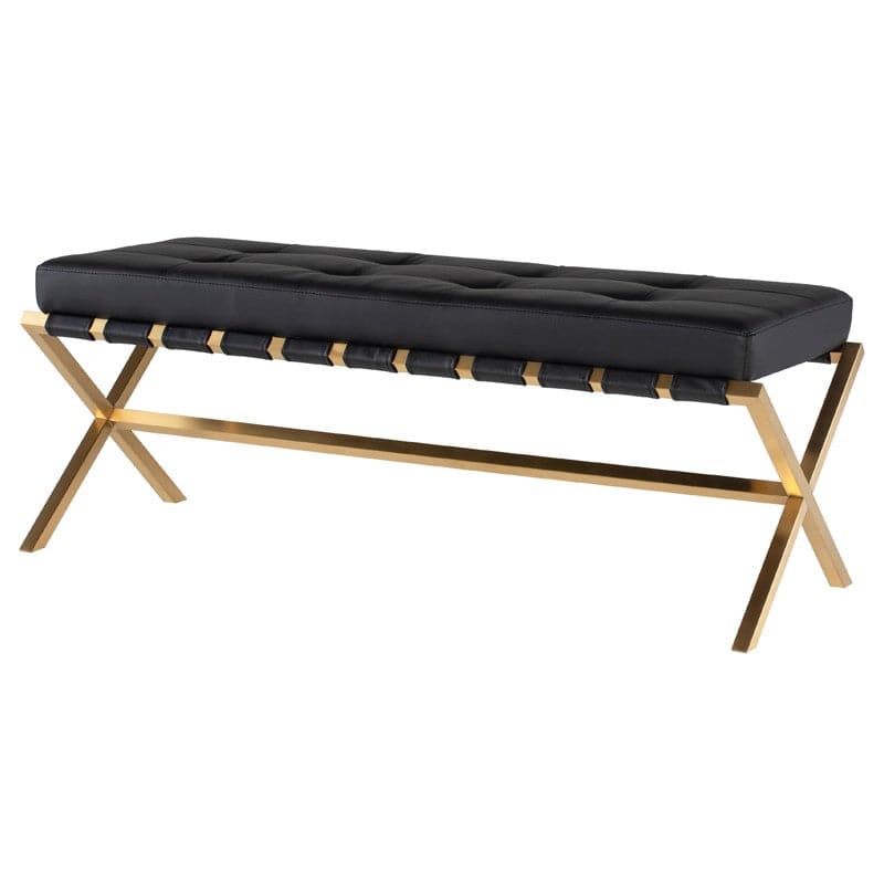 Auguste Bench-Nuevo-NUEVO-HGTB371-BenchesLarge-black naugahyde-brushed gold base-1-France and Son