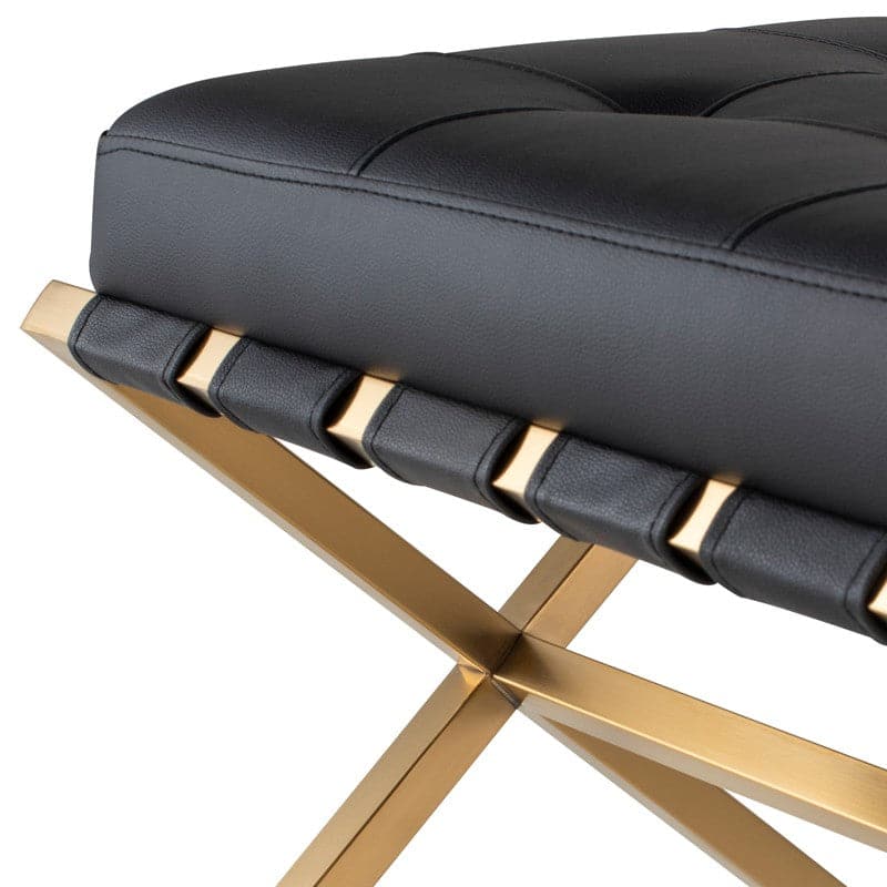 Auguste Bench-Nuevo-NUEVO-HGTB371-BenchesLarge-black naugahyde-brushed gold base-1-France and Son