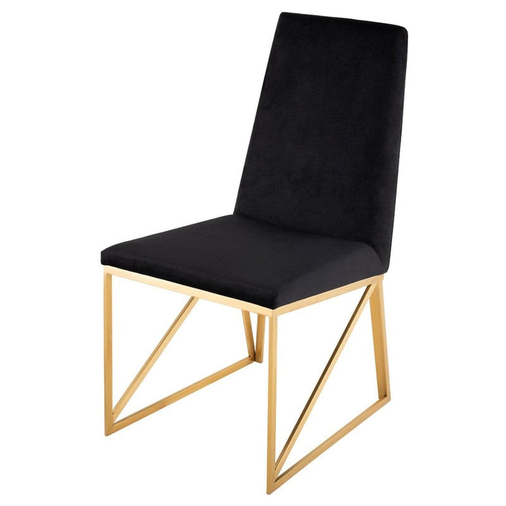 Caprice Dining Chair-Nuevo-NUEVO-HGTB317-Dining Chairsbrushed gold frame-black naugahyde-1-France and Son
