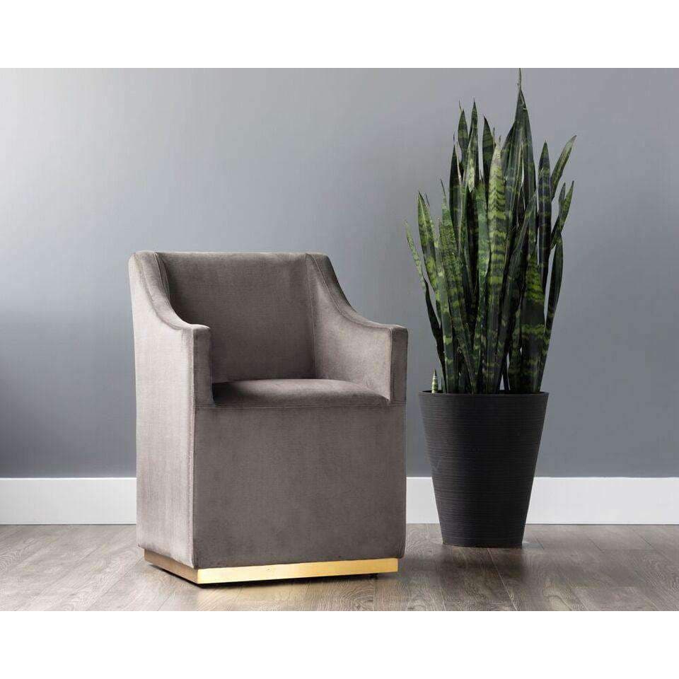 Zane Wheeled Lounge Chair - Brushed Brass-Sunpan-SUNPAN-102757-Lounge ChairsGrey-1-France and Son