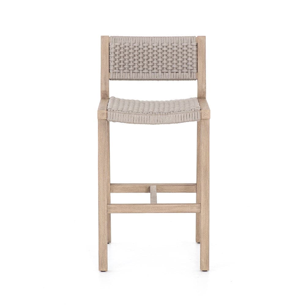 Delano Outdoor Bar + Counter Stool-Four Hands-FH-JSOL-155A-Outdoor Bar stoolsCounter-Washed Brown-Fsc / Thick Grey Rope-16-France and Son