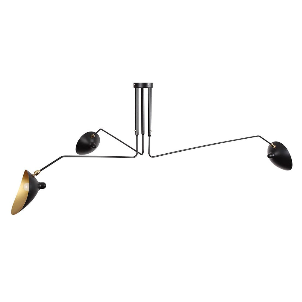 Mid-Century Modern Reproduction Three-Arm MCL-R3 Ceiling Lamp - Black Inspired by Serge Mouille