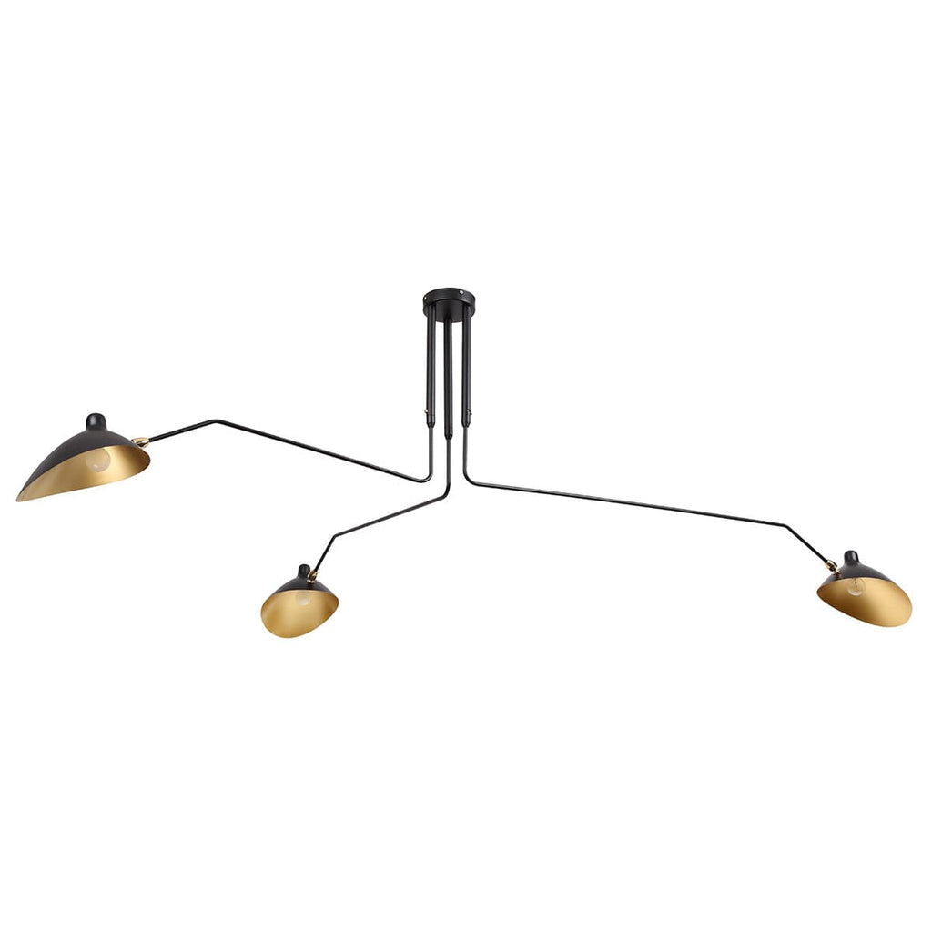 Mid-Century Modern Reproduction Three-Arm MCL-R3 Ceiling Lamp - Black Inspired by Serge Mouille