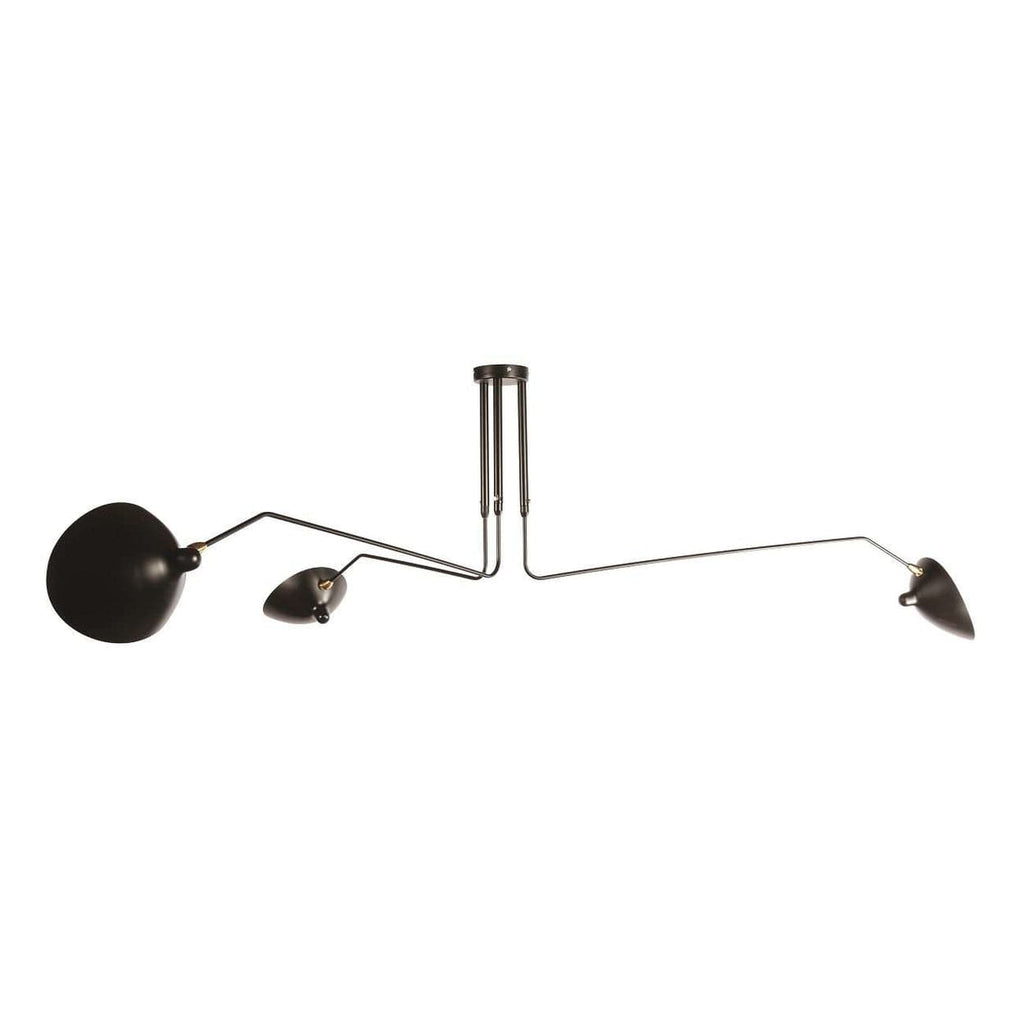 Mid-Century Modern Reproduction Three-Arm MCL-R3 Ceiling Lamp - Black Inspired by Serge Mouille