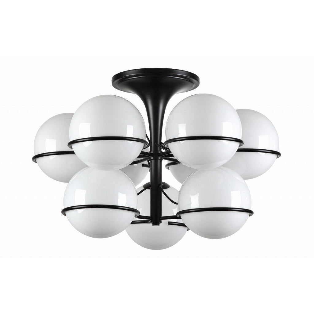 Sarfatti Globe Two Tiered Flush Mount Ceiling Lamp-France & Son-LBC1169BLK-Flush MountsBlack-1-France and Son