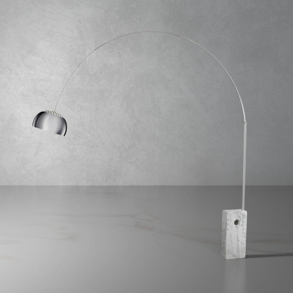 Arco Floor Lamp with Italian Carrera Marble Base-France & Son-LBF005WHT-Floor Lamps-3-France and Son