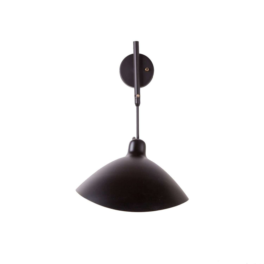 Mid-Century Modern Reproduction MSC-R1C Rotating Sconce - One Curved Arm - Black Inspired by Serge Mouille