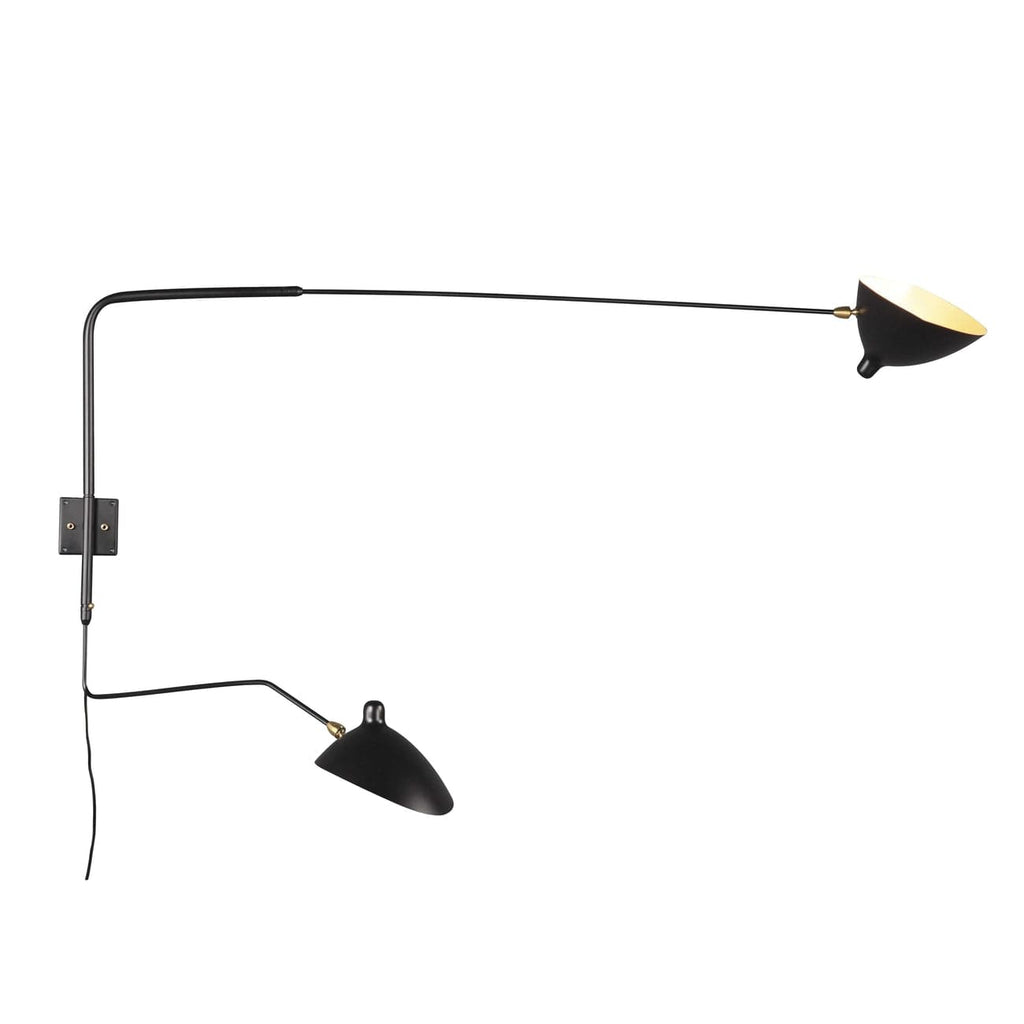 MSC-R2C Rotating Wall Sconce - Two Arm-France & Son-LBW030BLKD-Wall LightingBlack-1-France and Son
