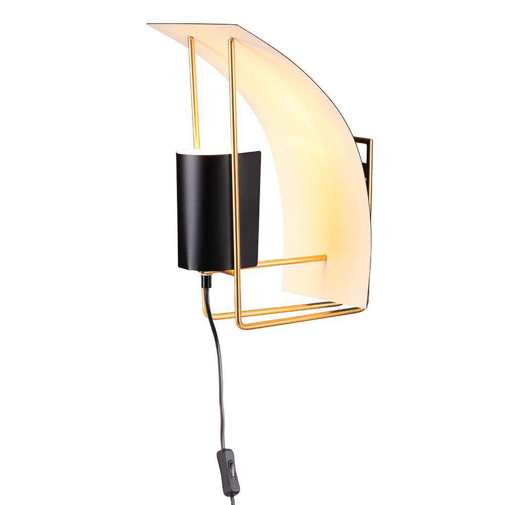 Mid Century Parachute Wall Sconce-France & Son-LBW115BLKGLD-Wall Lighting-1-France and Son