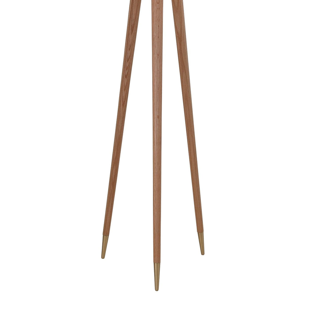 Brass Dome Floor Lamp with Wooden Tripod Base-France & Son-LM1601FBRS-Floor Lamps-1-France and Son