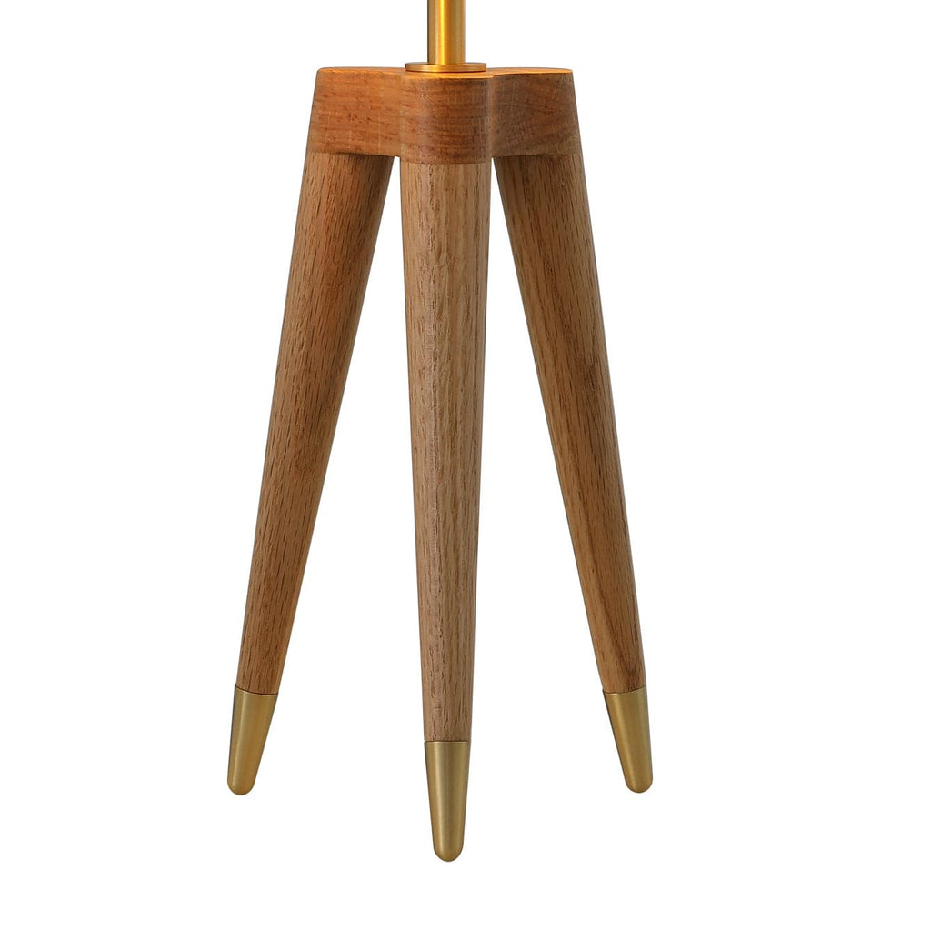 Brass Dome Table Lamp with Wooden Tripod Base-France & Son-LM1601TBRS-Table Lamps-1-France and Son