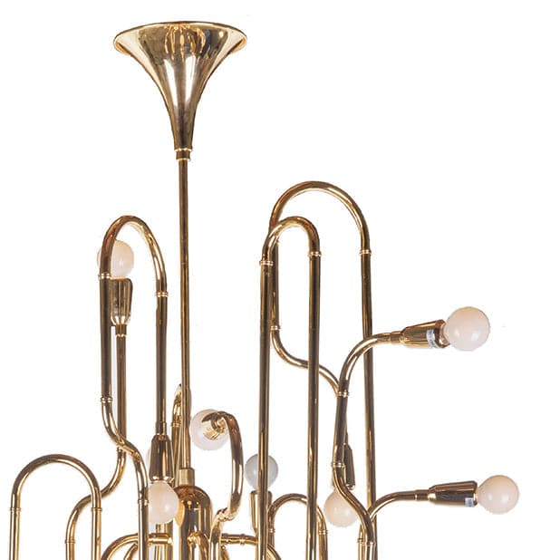 Modern Clark Trombone Chandelier - Gold