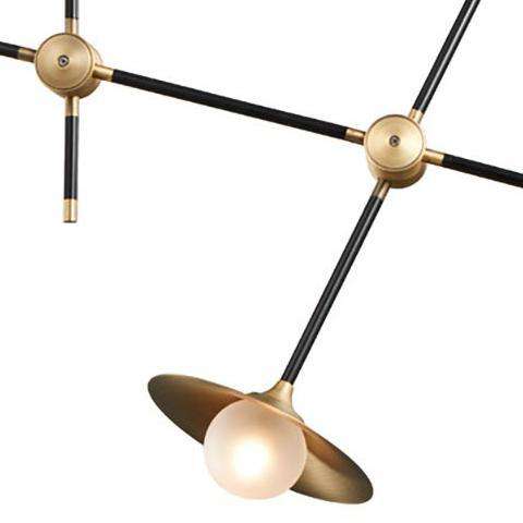 Modern Collared Baton Chandelier-France & Son-LM3593PBLKBRS-Chandeliers-1-France and Son