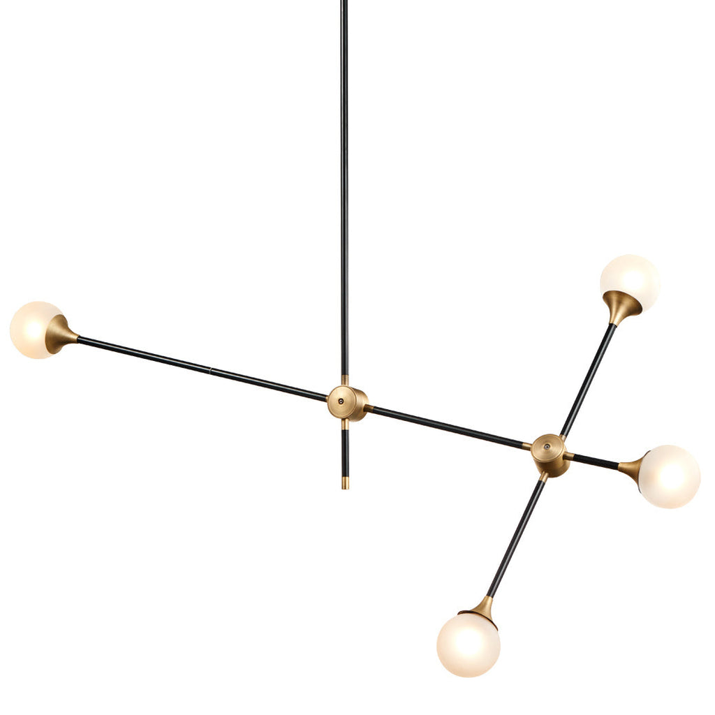 Modern Baton Chandelier-France & Son-LM3644PBLKBRS-Chandeliers-1-France and Son