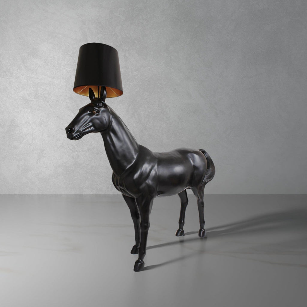Mid-Century Modern Reproduction Life Size Black Horse Lamp Inspired by Moooi