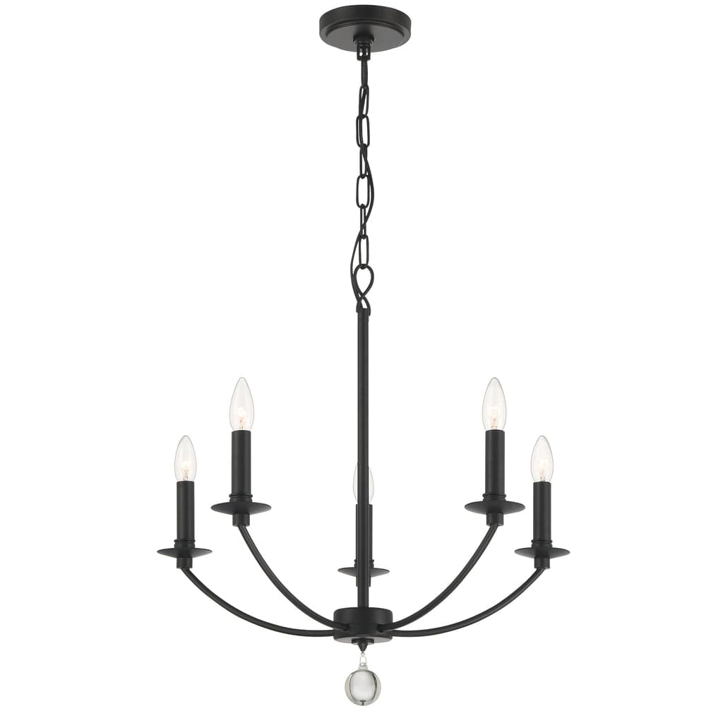 Mila 5 Light Chandelier-Crystorama Lighting Company-CRYSTO-MIL-8005-BK-Chandeliers-1-France and Son