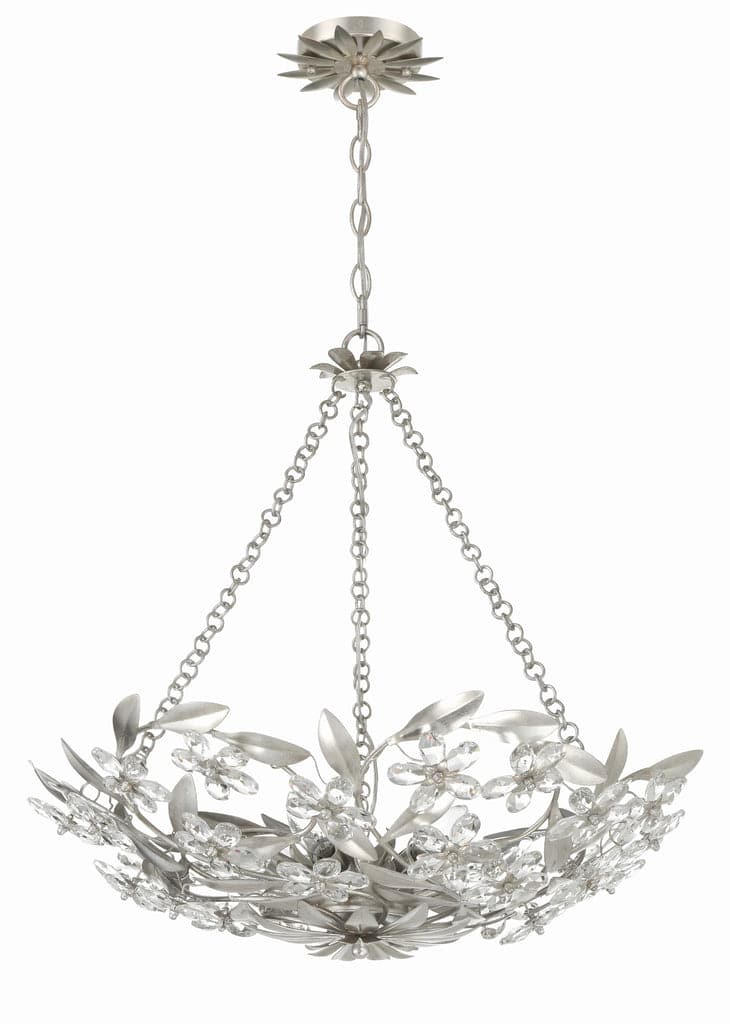 Marselle 6 Light Antique Silver Chandelier-Crystorama Lighting Company-CRYSTO-MSL-306-SA-Chandeliers-1-France and Son