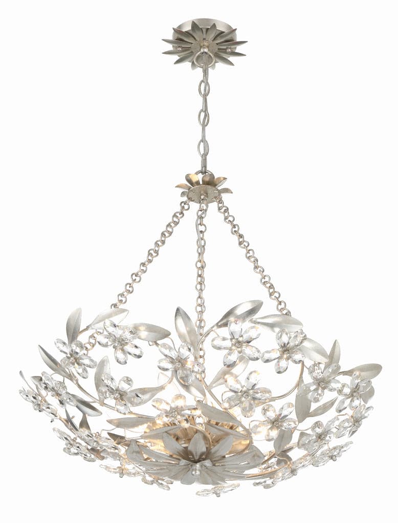 Marselle 6 Light Antique Silver Chandelier-Crystorama Lighting Company-CRYSTO-MSL-306-SA-Chandeliers-1-France and Son