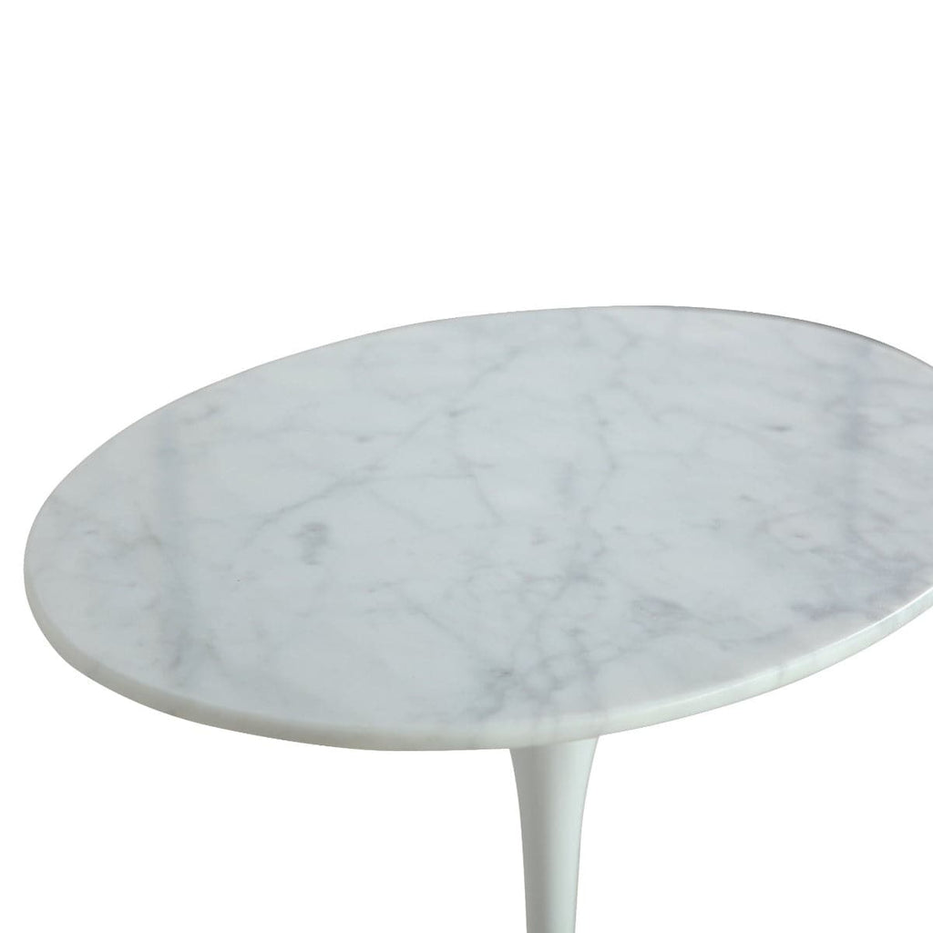 Carrara Marble Tulip Side Table - Oval-France & Son-RT335V2215WHT-Side Tables-1-France and Son