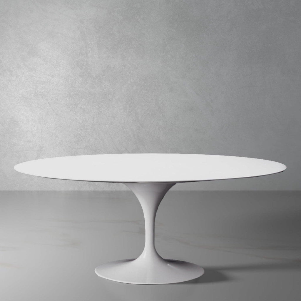 White Quartz Tulip Table with metal base