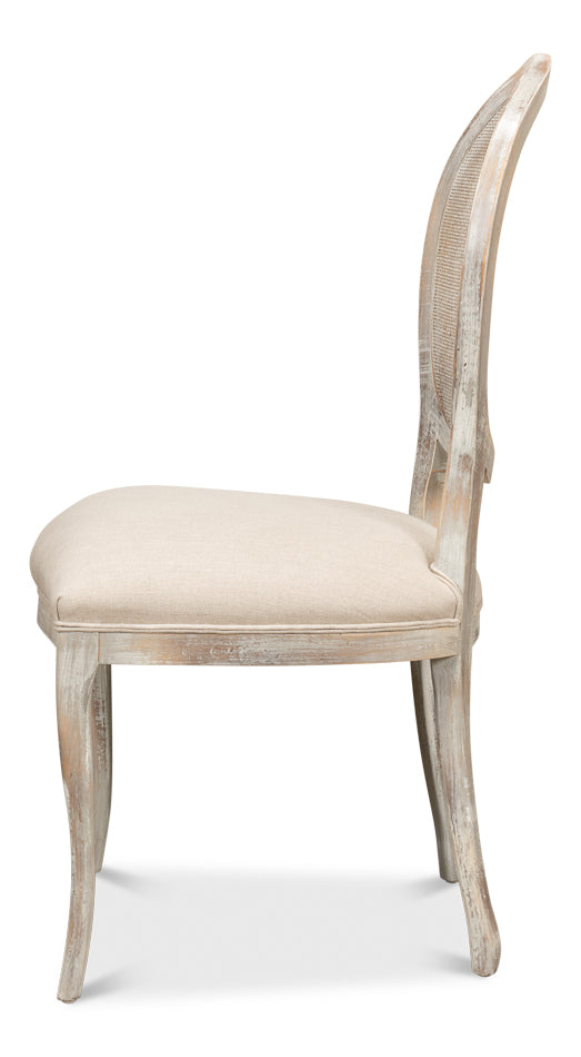 Oval Cane Back S/Chair-SARREID-SARREID-U093-06F01-Dining ChairsLinen Flax-1-France and Son