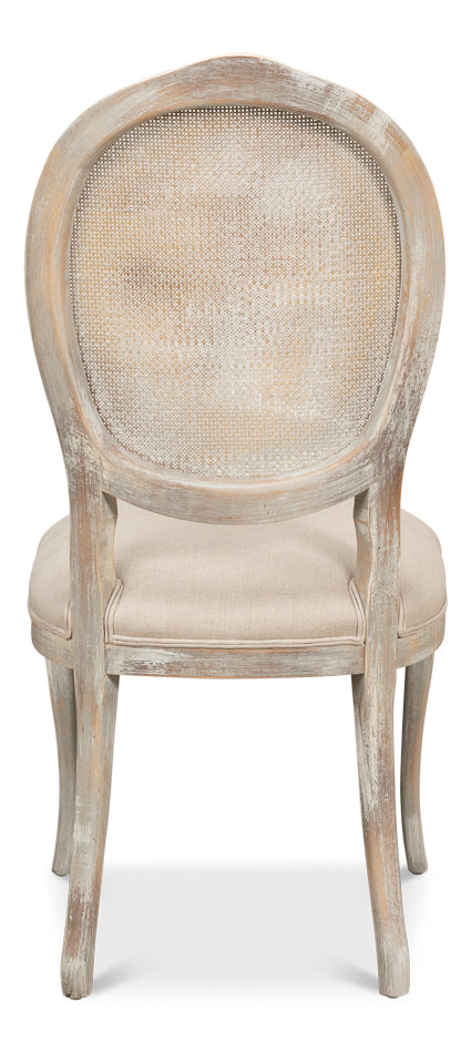 Oval Cane Back S/Chair-SARREID-SARREID-U093-06F01-Dining ChairsLinen Flax-1-France and Son