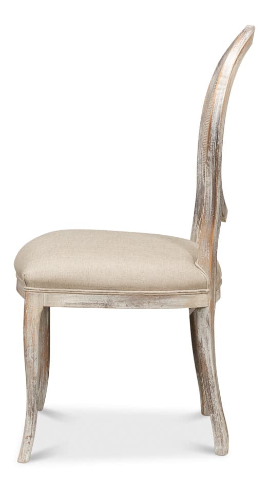 Oval Cane Back S/Chair-SARREID-SARREID-U093-06F01-Dining ChairsLinen Flax-1-France and Son