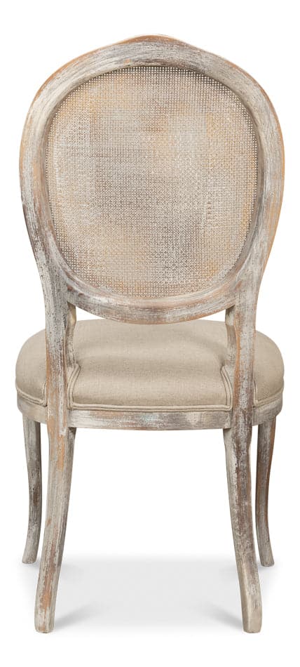 Oval Cane Back S/Chair-SARREID-SARREID-U093-06F01-Dining ChairsLinen Flax-1-France and Son