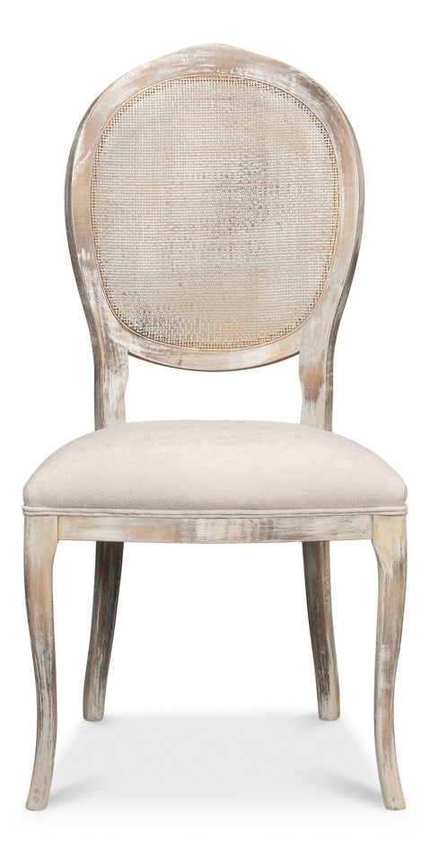 Oval Cane Back S/Chair-SARREID-SARREID-U093-06F01-Dining ChairsLinen Flax-1-France and Son