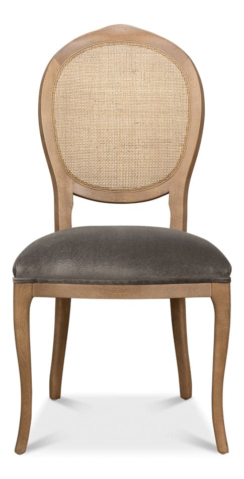 Oval Cane Back S/Chair-SARREID-SARREID-U093-06F01-Dining ChairsLinen Flax-1-France and Son