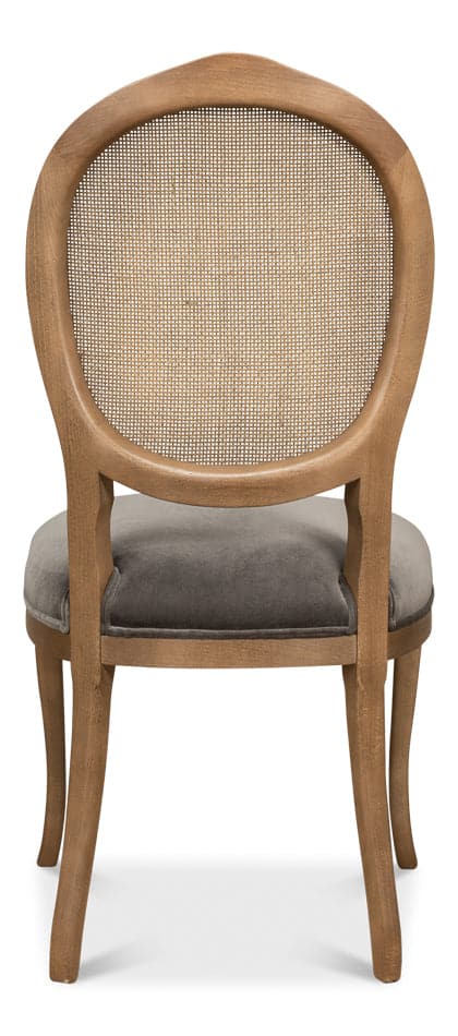 Oval Cane Back S/Chair-SARREID-SARREID-U093-06F01-Dining ChairsLinen Flax-1-France and Son