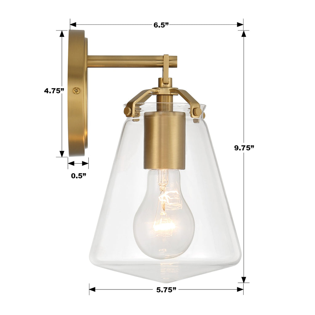 Voss 1 Light Sconce-Crystorama Lighting Company-CRYSTO-VSS-7001-LG-Wall LightingLuxe Gold-1-France and Son