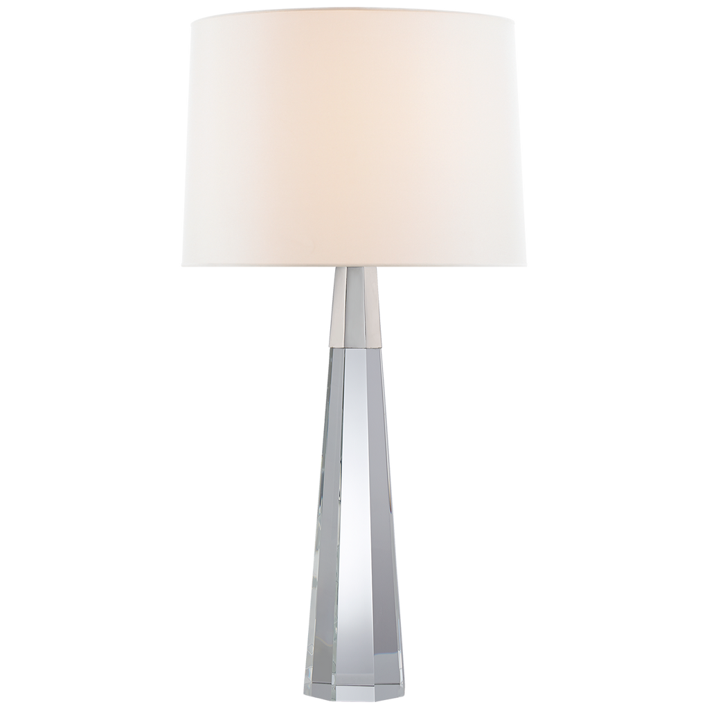 Oaklynn Table Lamp In Crystal With Linen Shade-Visual Comfort-VISUAL-ARN 3026CG/PN-L-Table LampsCrystal With Polished Nickel-1-France and Son