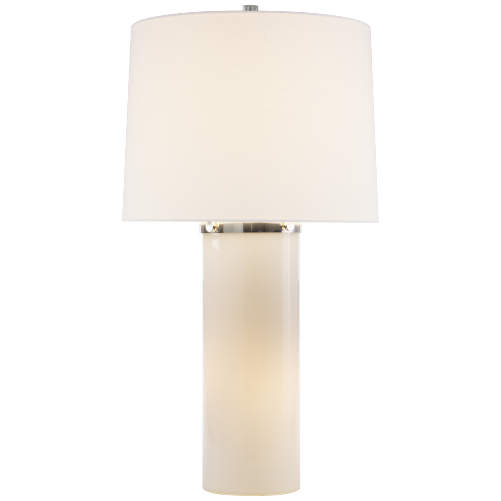 Macha Glow Table Lamp-Visual Comfort-VISUAL-BBL 3006WG-L-Table LampsWhite Glass with Linen Shade-1-France and Son
