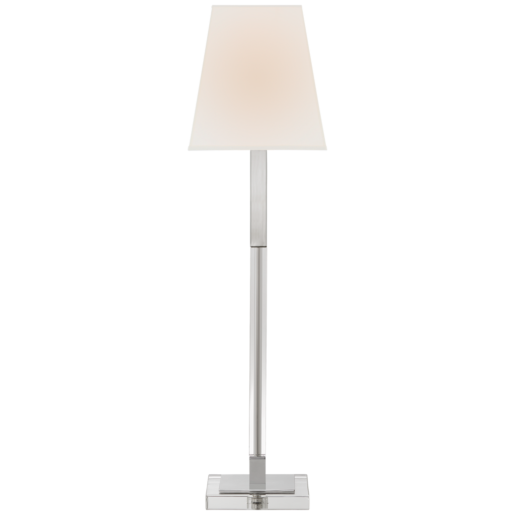 Racquel Buffet Lamp-Visual Comfort-VISUAL-CHA 8989PN/CG-L-Table LampsPolished Nickel and Crystal with Linen Shade-1-France and Son