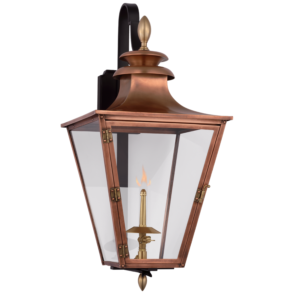 Anaya Small Bracketed Gas Wall Lantern-Visual Comfort-VISUAL-CHO 2435BLK-CG-Wall LightingMatte Black and Brass with Clear Glass-1-France and Son