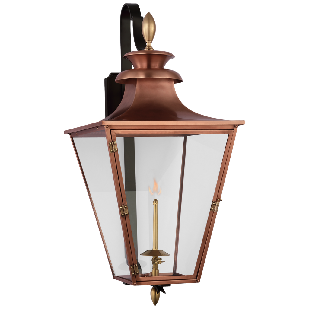 Anaya Medium Bracketed Gas Wall Lantern-Visual Comfort-VISUAL-CHO 2436BLK-CG-Wall LightingMatte Black and Brass with Clear Glass-1-France and Son