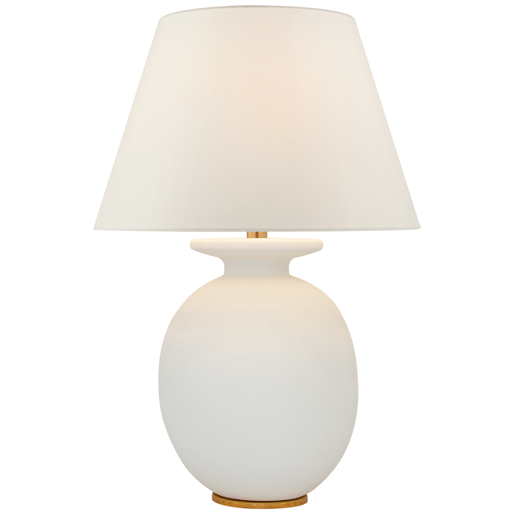 Hadelinde Medium Table Lamp-Visual Comfort-VISUAL-CS 3658SDW-L-Table LampsSandy White with Linen Shade-1-France and Son