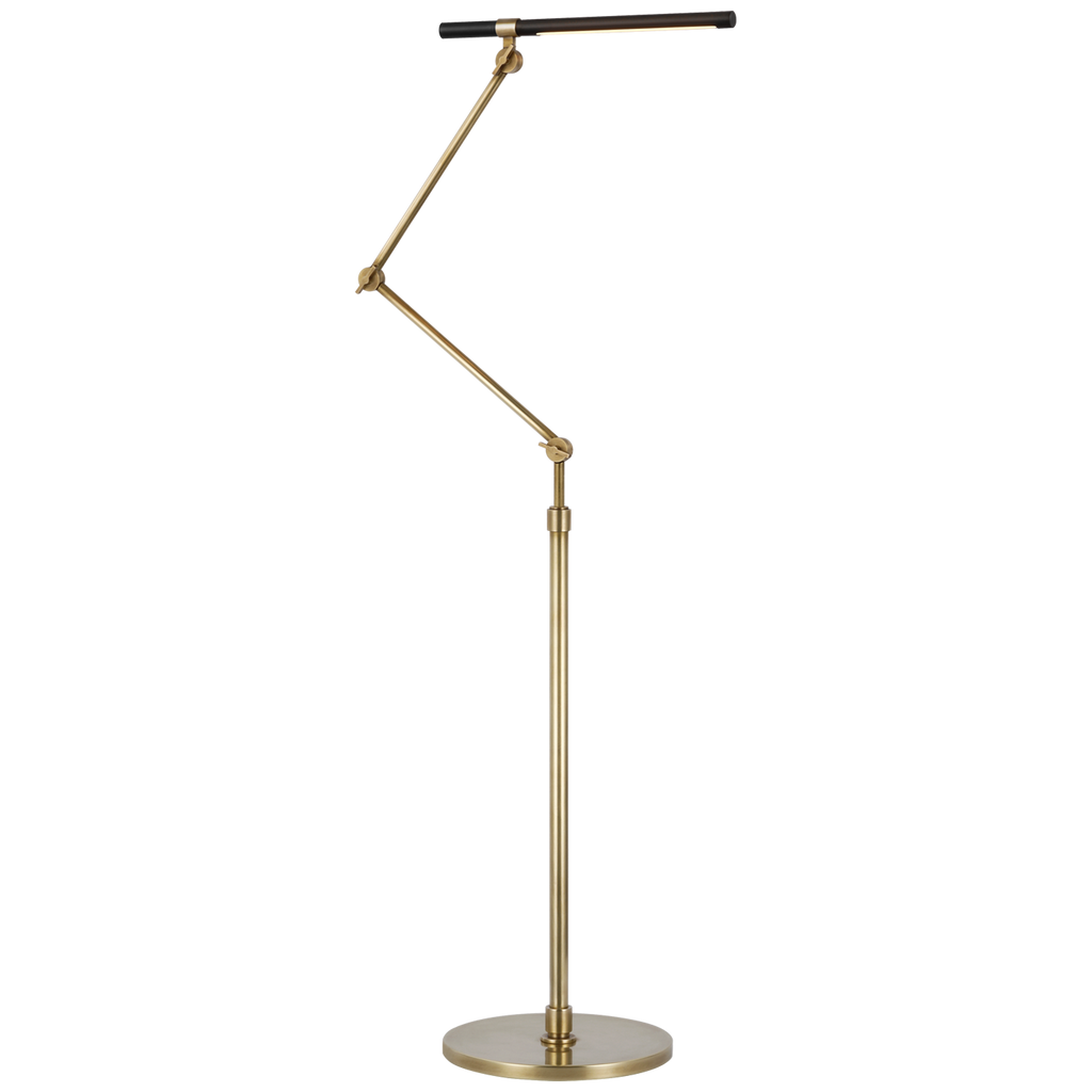 Harin Medium Adjustable Floor Lamp-Visual Comfort-VISUAL-IKF 1506PN/BLK-Floor LampsPolished Nickel and Matte Black-1-France and Son