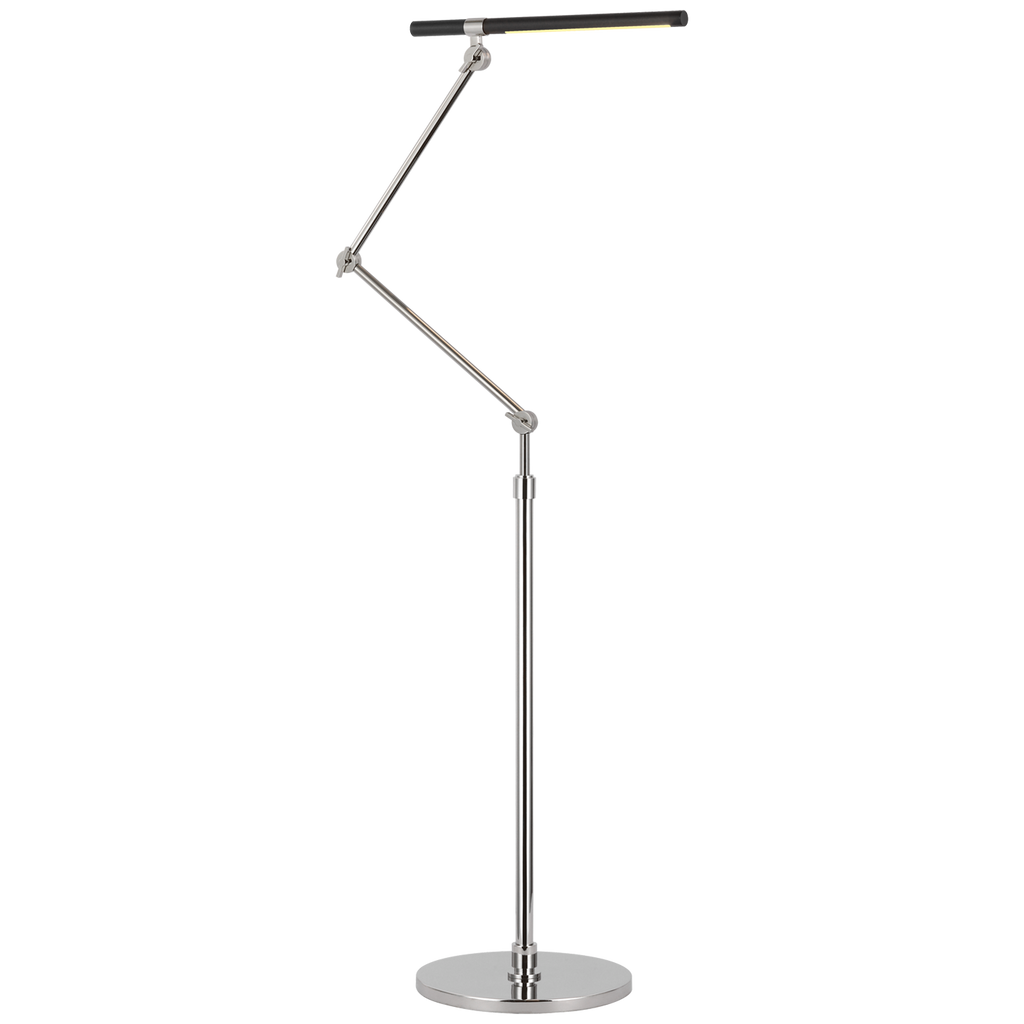 Harin Medium Adjustable Floor Lamp-Visual Comfort-VISUAL-IKF 1506PN/BLK-Floor LampsPolished Nickel and Matte Black-1-France and Son