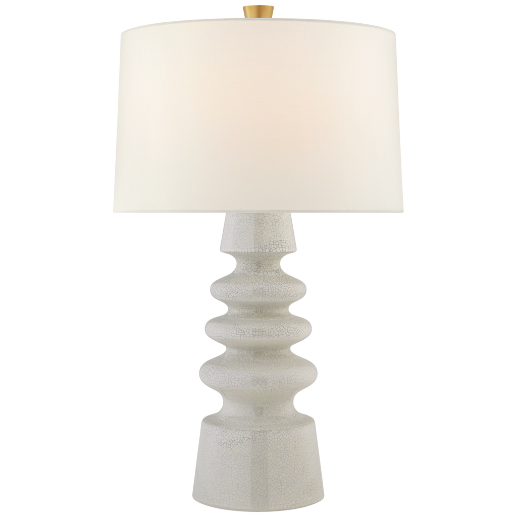 Abigail Medium Table Lamp-Visual Comfort-VISUAL-JN 3608WTC-L-Table LampsWhite Crackle with Linen Shade-1-France and Son